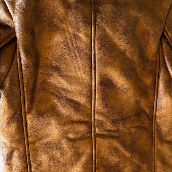S Cult Of Individuality NEW NWT Brown Faux Leather Sherpa Peacoat Jacket Small - Picture 7 of 13